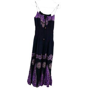 Advanced Apparel Dress Women's Sleeveless Smocked Purple Free Size Boho Fairy